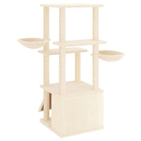 vidaXL Árvore para gatos c/ postes arranhadores sisal 133 cm cor creme