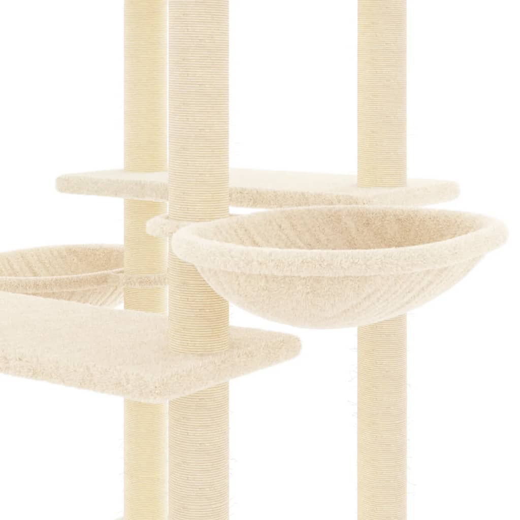vidaXL Árvore para gatos c/ postes arranhadores sisal 133 cm cor creme