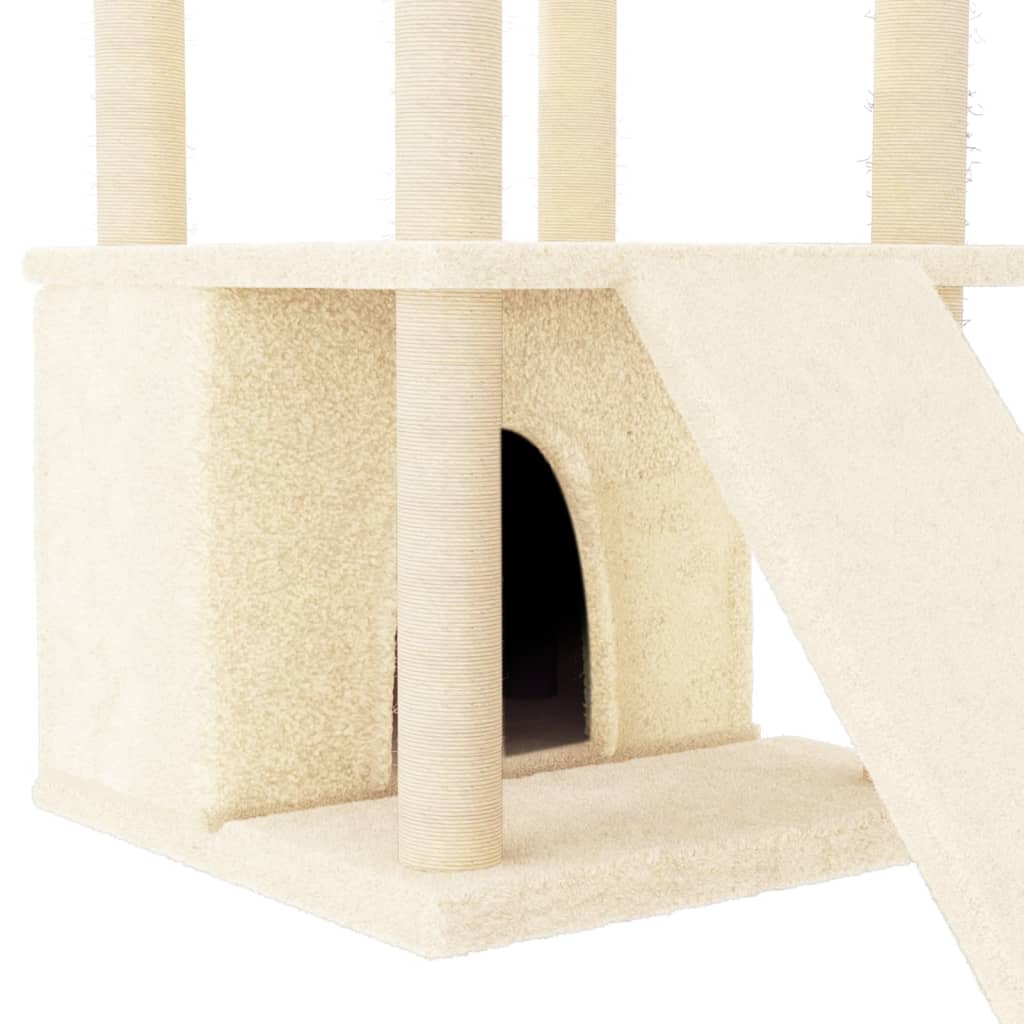 vidaXL Árvore para gatos c/ postes arranhadores sisal 133 cm cor creme