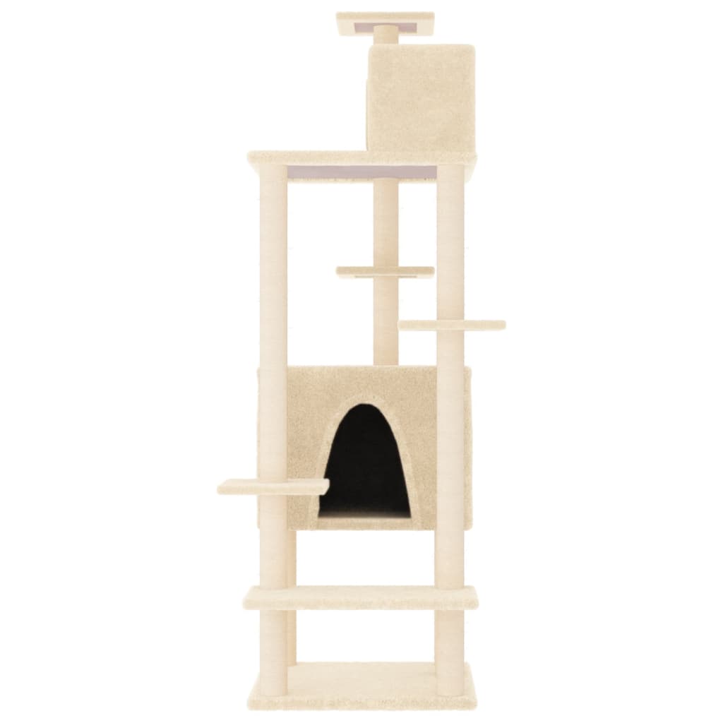 vidaXL Árvore para gatos c/ postes arranhadores sisal 154 cm cor creme