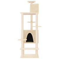 vidaXL Árvore para gatos c/ postes arranhadores sisal 154 cm cor creme