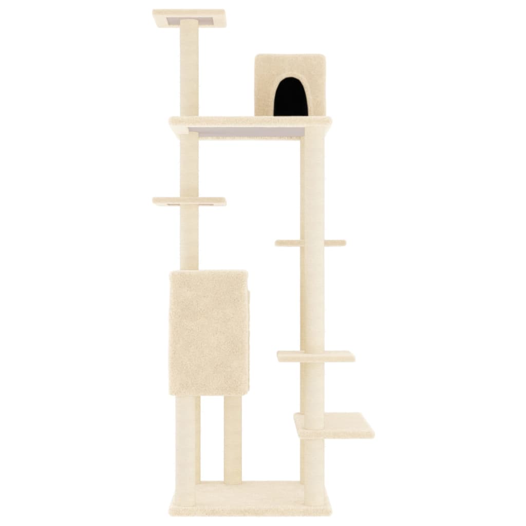 vidaXL Árvore para gatos c/ postes arranhadores sisal 154 cm cor creme