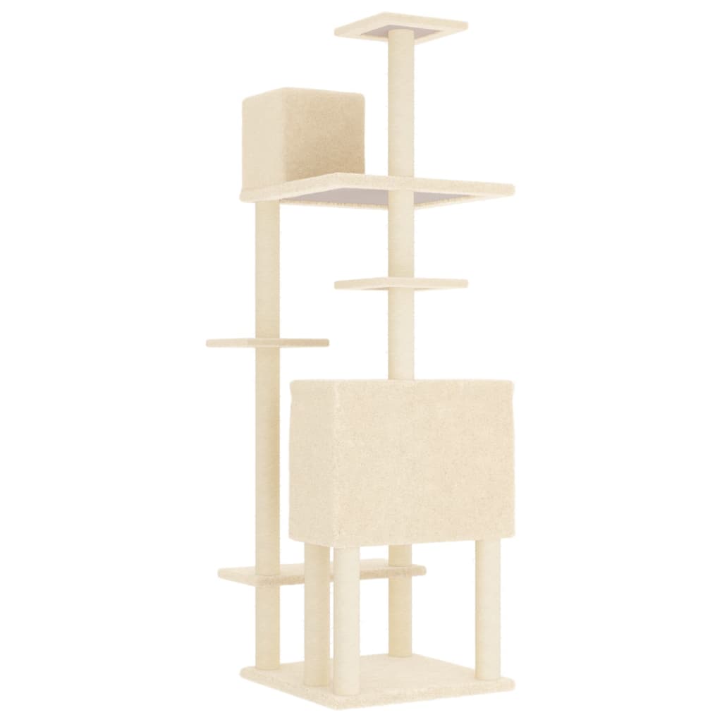 vidaXL Árvore para gatos c/ postes arranhadores sisal 154 cm cor creme