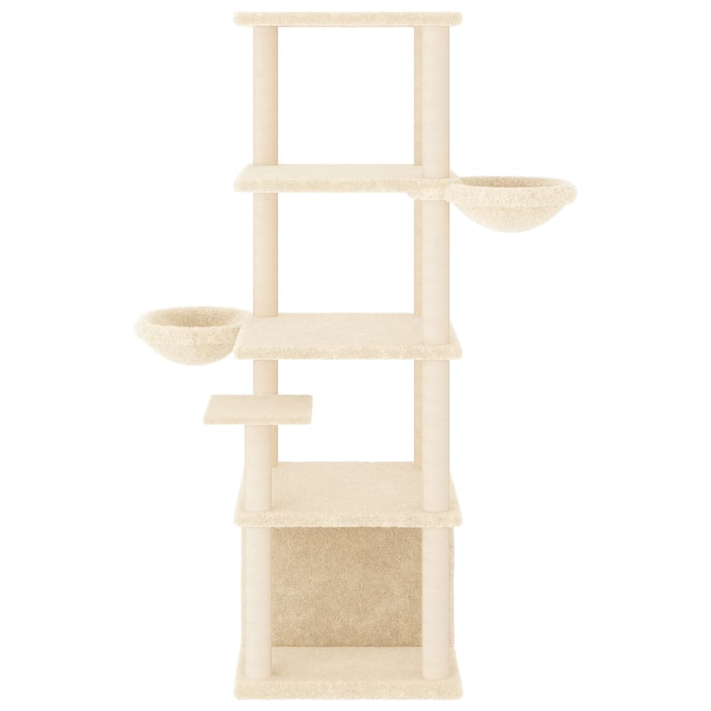 vidaXL Árvore p/ gatos c/ postes arranhadores sisal 147 cm cinza-claro