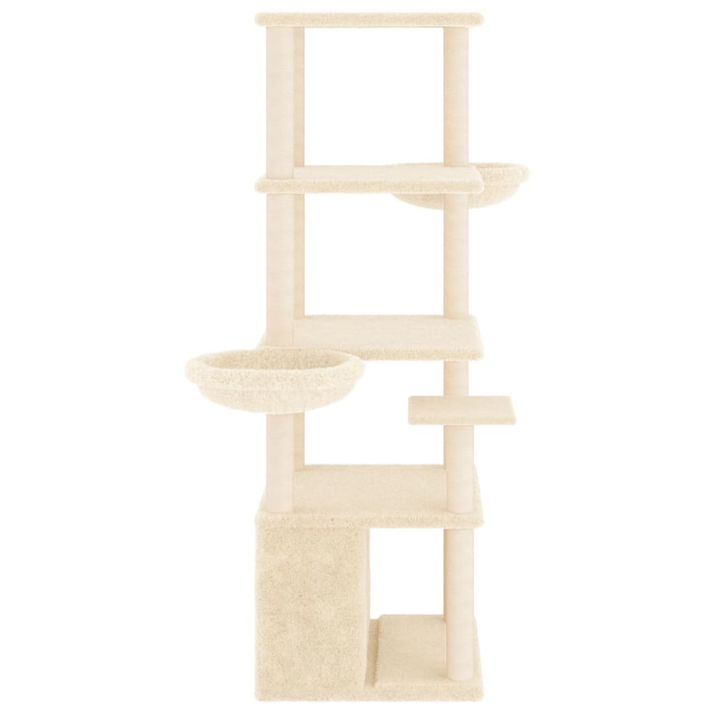 vidaXL Árvore p/ gatos c/ postes arranhadores sisal 147 cm cinza-claro