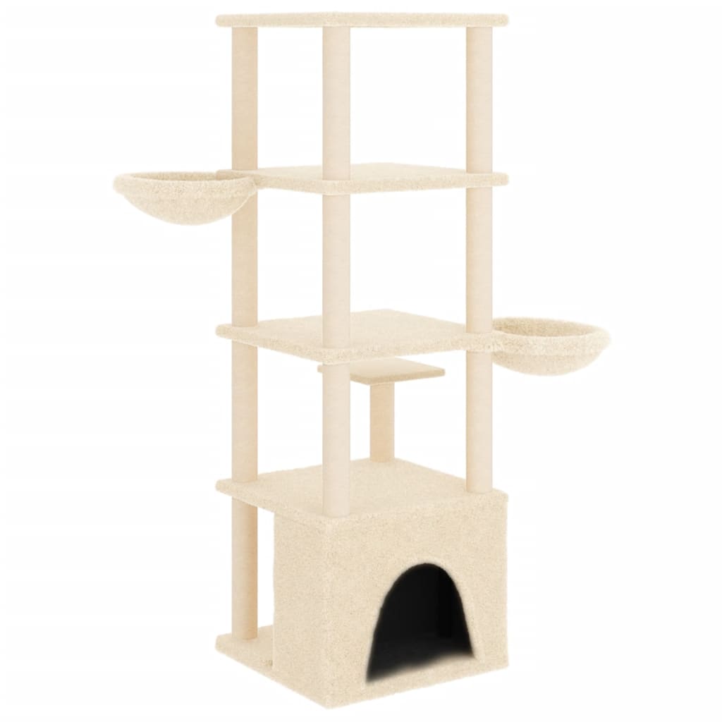 vidaXL Árvore p/ gatos c/ postes arranhadores sisal 147 cm cinza-claro