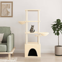 vidaXL Árvore p/ gatos c/ postes arranhadores sisal 147 cm cinza-claro