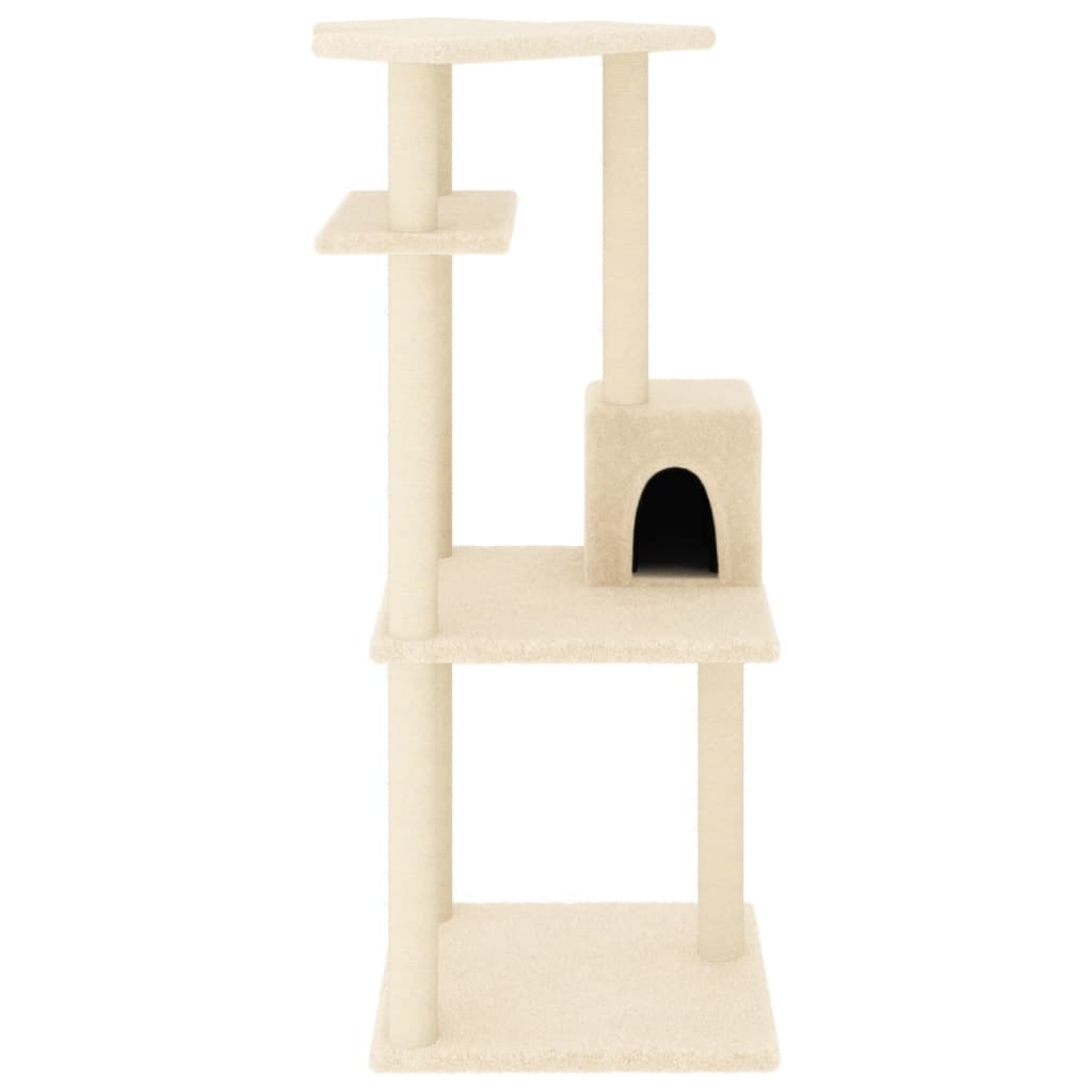 vidaXL Árvore para gatos c/ postes arranhadores sisal 123 cm cor creme