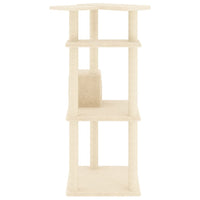 vidaXL Árvore para gatos c/ postes arranhadores sisal 123 cm cor creme