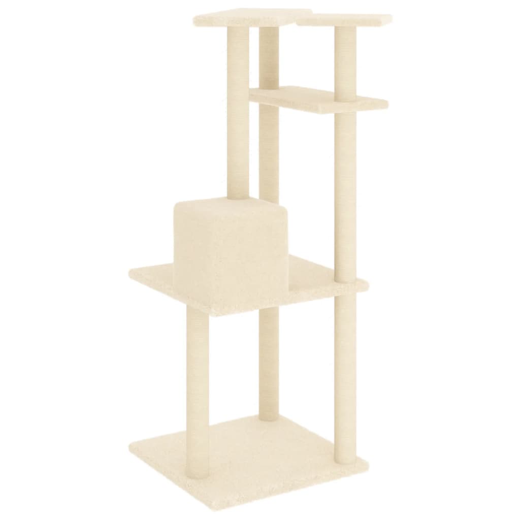 vidaXL Árvore para gatos c/ postes arranhadores sisal 123 cm cor creme