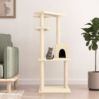vidaXL Árvore para gatos c/ postes arranhadores sisal 123 cm cor creme