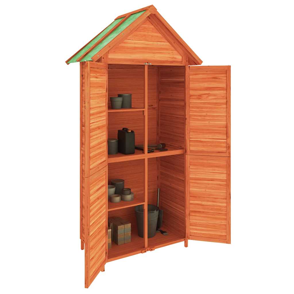 vidaXL Abrigo p/ ferramentas jardim 89x52,5x175 pinho maciço castanho