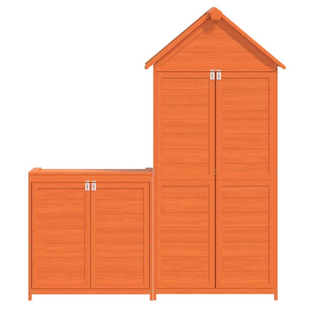 vidaXL 2 pcs conj. abrigos p/ ferramentas jardim pinho maciço cor moca