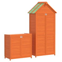 vidaXL 2 pcs conj. abrigos p/ ferramentas jardim pinho maciço cor moca