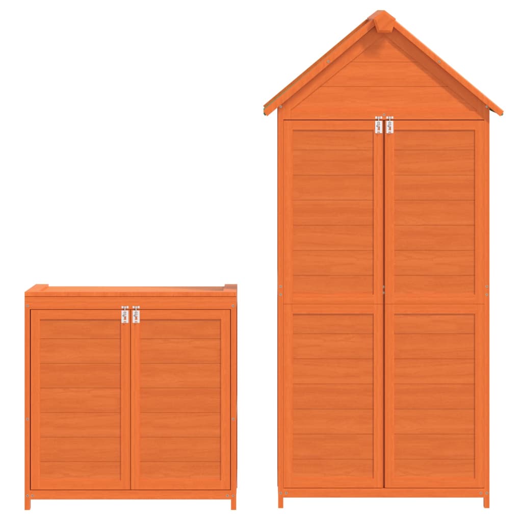 vidaXL 2 pcs conj. abrigos p/ ferramentas jardim pinho maciço cor moca