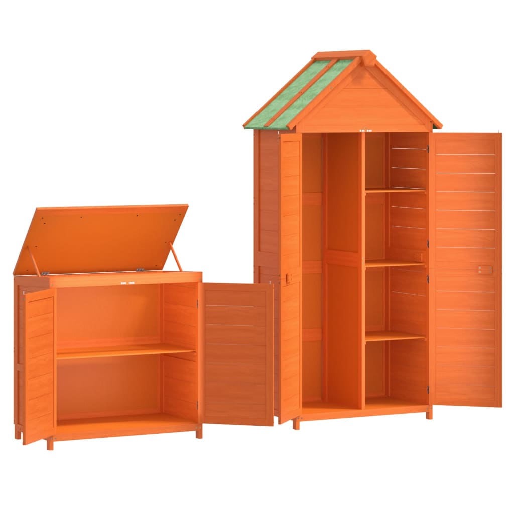 vidaXL 2 pcs conj. abrigos p/ ferramentas jardim pinho maciço cor moca