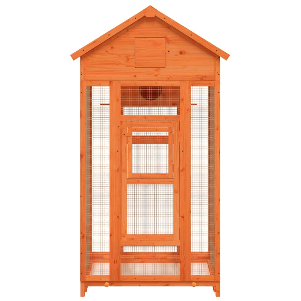 VidaXL Gaiola para pássaros 91,5x53x170 cm pinho maciço castanho