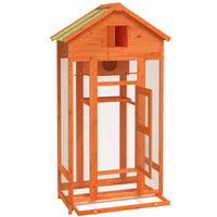 VidaXL Gaiola para pássaros 91,5x53x170 cm pinho maciço castanho