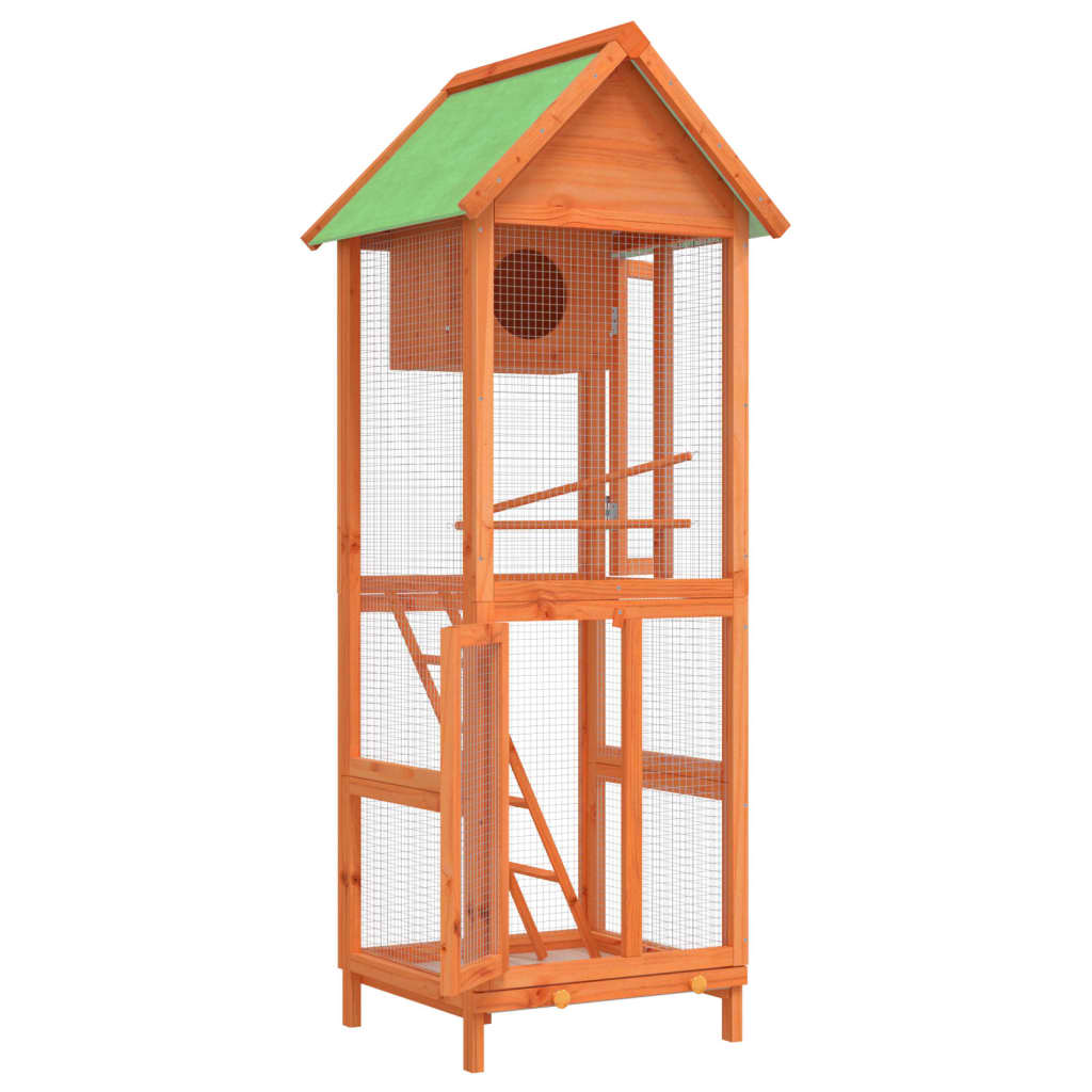 VidaXL Gaiola para pássaros 60x58,5x160 cm pinho maciço castanho