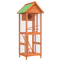 VidaXL Gaiola para pássaros 60x58,5x160 cm pinho maciço castanho