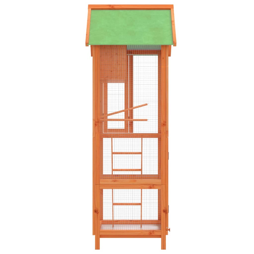 VidaXL Gaiola para pássaros 60x58,5x160 cm pinho maciço castanho