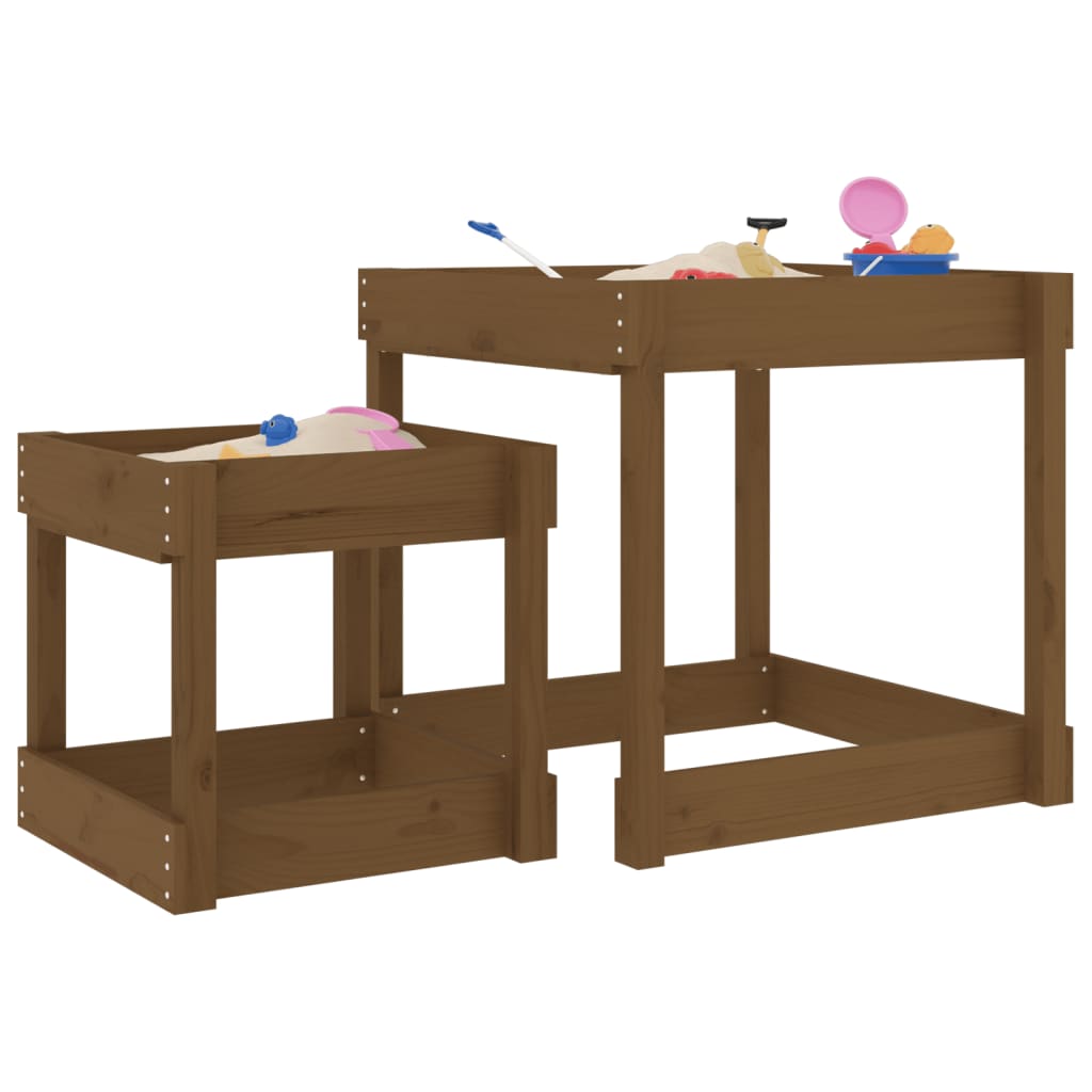 Mesas de areia 2 pcs madeira de pinho maciça castanho mel