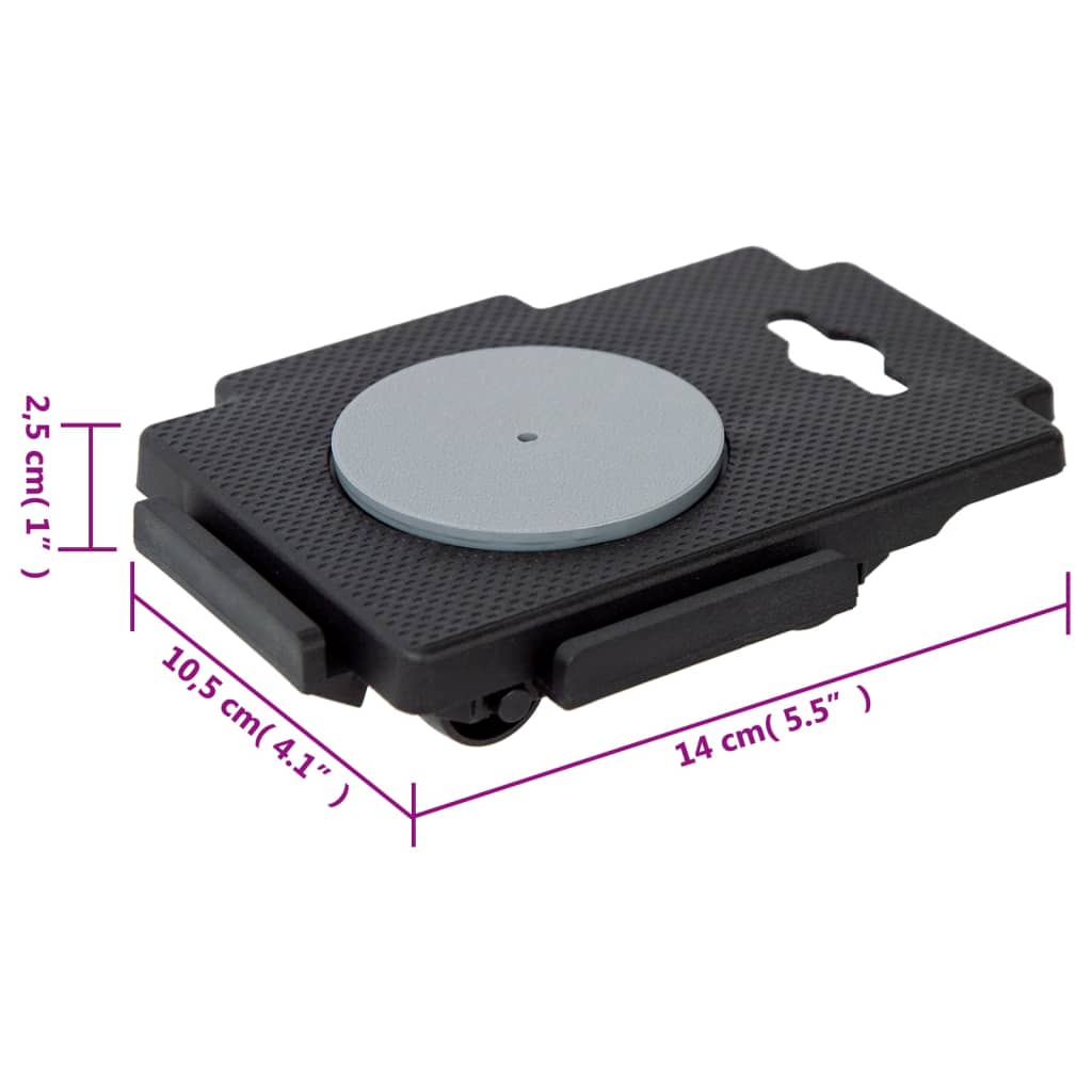 vidaXL Carrinhos de transporte 8 rodas 4 pcs polipropileno 150kg preto