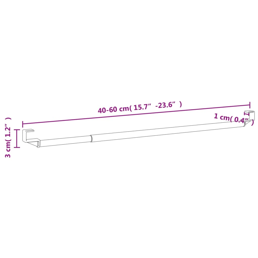 vidaXL Varões para cortinas 2 pcs 40-60 cm alumínio branco e prateado