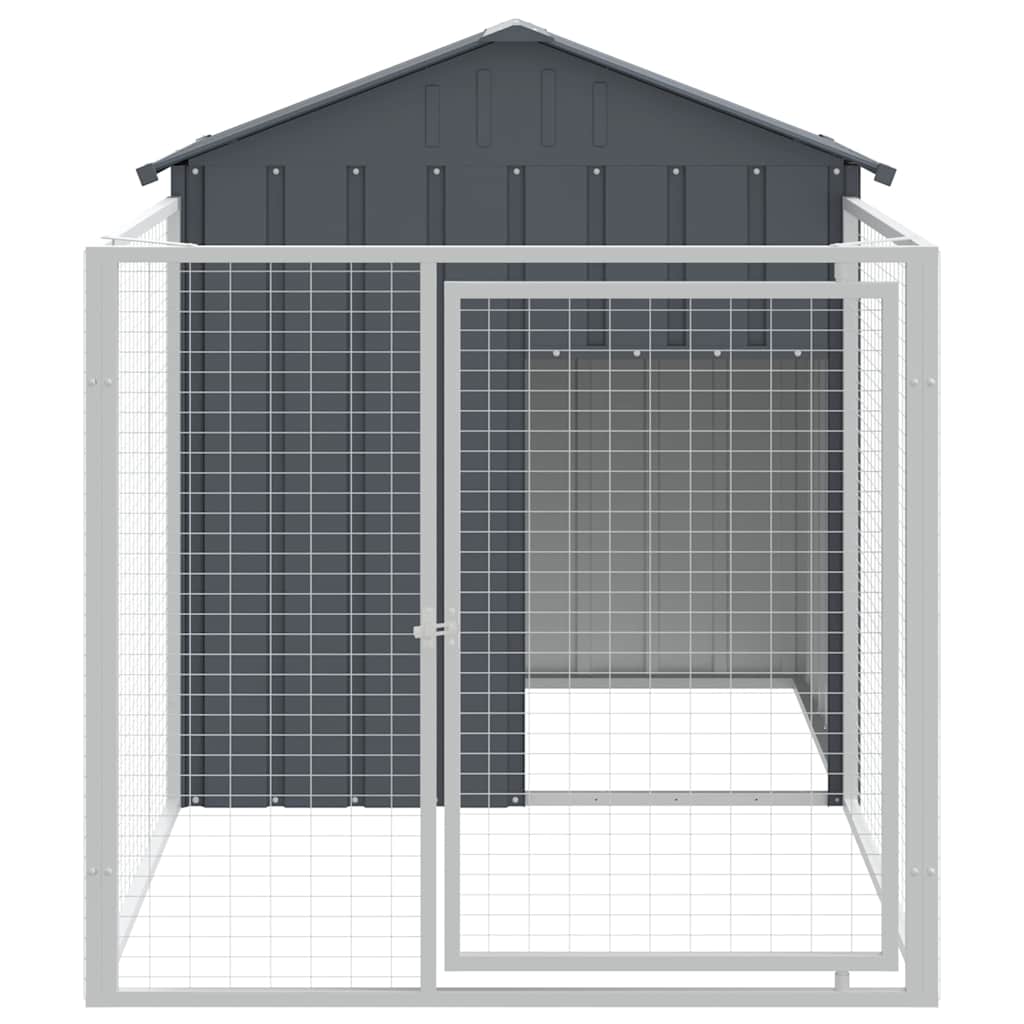 vidaXL Casota para cães com parque aço galvanizado antracite