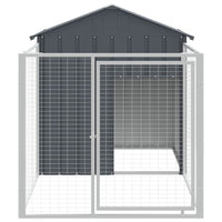 vidaXL Casota para cães com parque aço galvanizado antracite