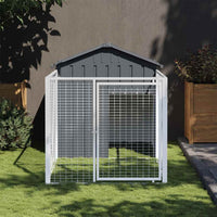 vidaXL Casota para cães com parque aço galvanizado antracite