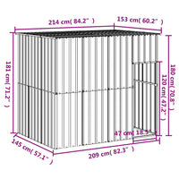 vidaXL Casota para cães com telhado aço galvanizado antracite