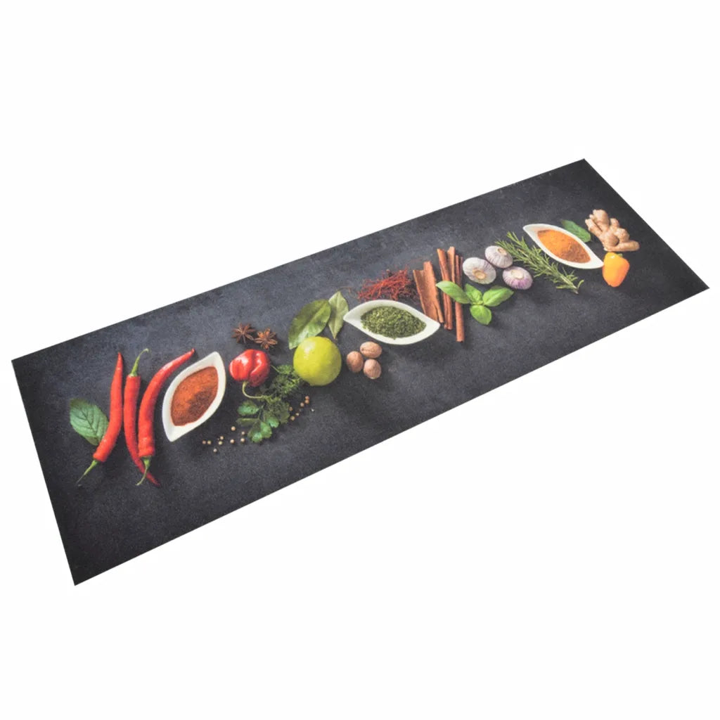 Tapete de cozinha lavável 60x180 cm veludo padrão especiarias
