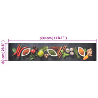 Tapete de cozinha lavável 60x300 cm veludo padrão especiarias