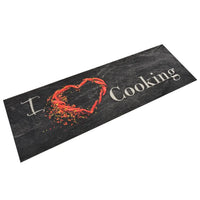 Tapete de cozinha lavável 60x180 cm veludo padrão cooking preto
