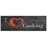 Tapete de cozinha lavável 60x180 cm veludo padrão cooking preto