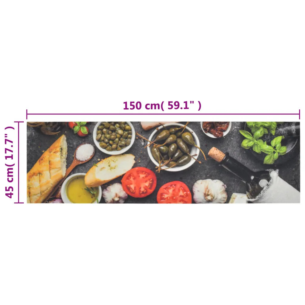 Tapete de cozinha lavável 45x150 cm veludo padrão vinho/jantar