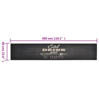 Tapete de cozinha lavável 60x300 cm veludo padrão cozinha preto