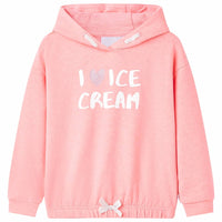Sweatshirt para criança com capuz rosa-brilhante 140