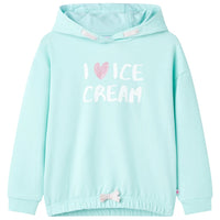 Sweatshirt para criança com capuz ciano-claro 140