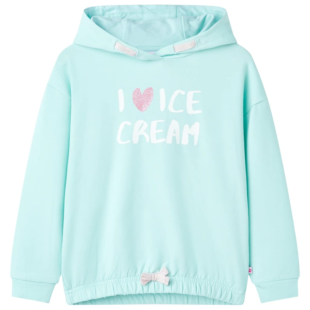 Sweatshirt para criança com capuz ciano-claro 140