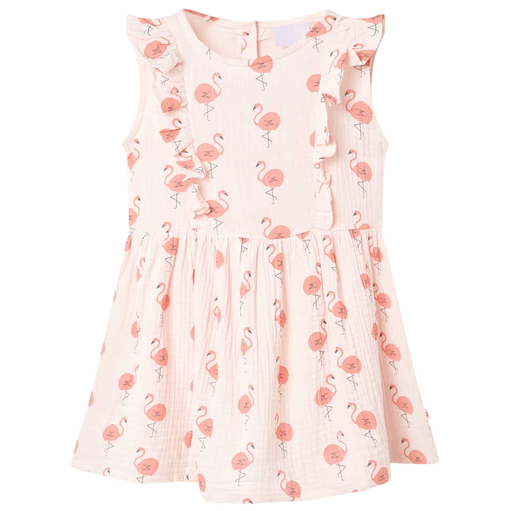 Vestido de criança com folhos rosa-suave 104