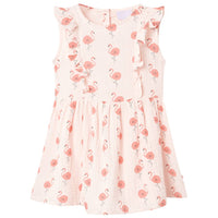 Vestido de criança com folhos rosa-suave 104