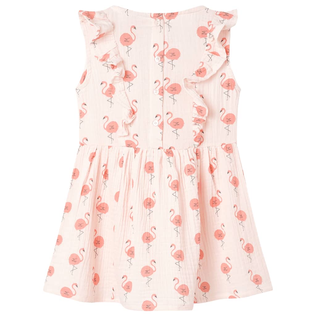 Vestido de criança com folhos rosa-suave 104