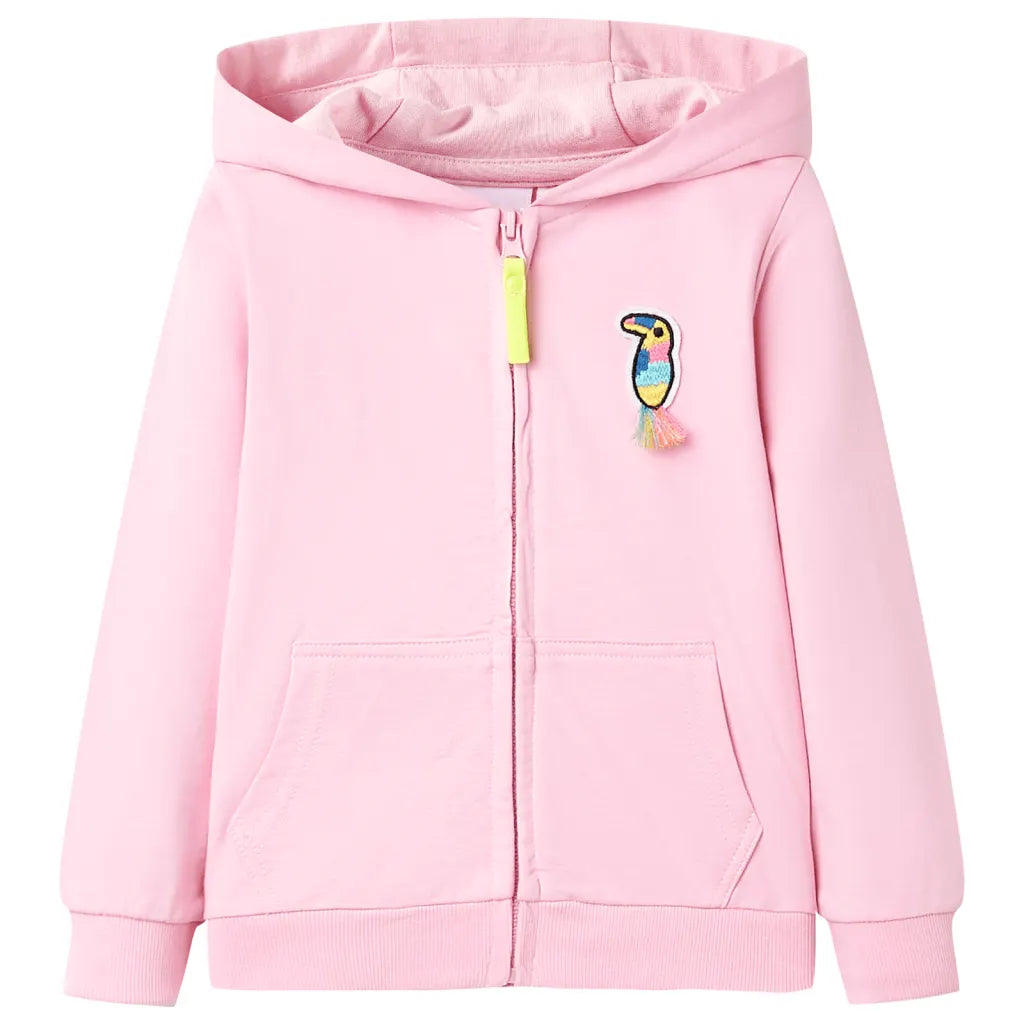 Sweatshirt para criança com capuz e fecho rosa-brilhante 128