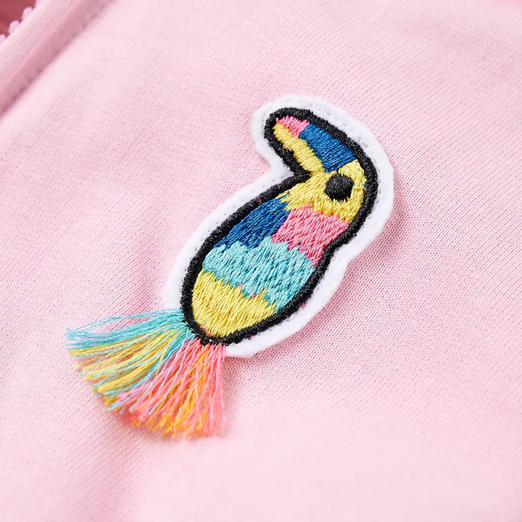 Sweatshirt para criança com capuz e fecho rosa-brilhante 128