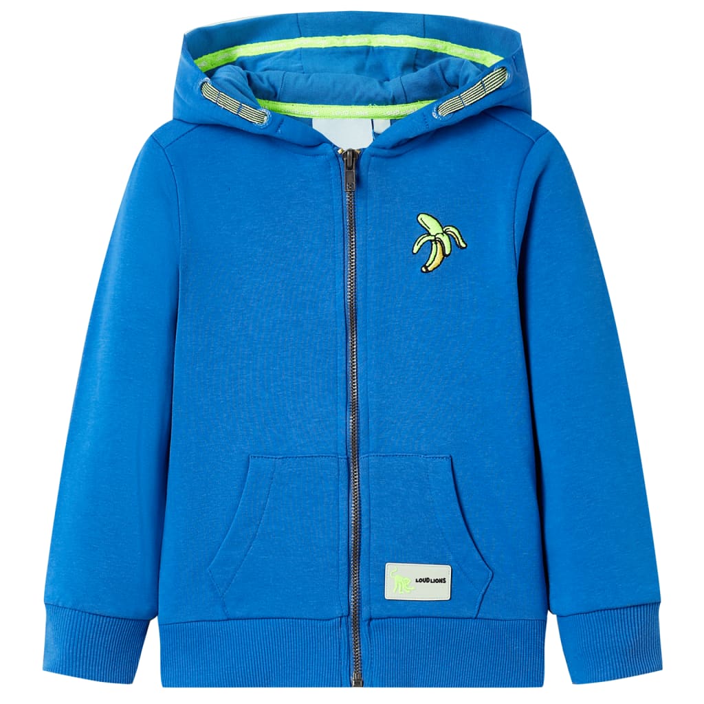 Sweatshirt para criança com capuz e fecho azul 104