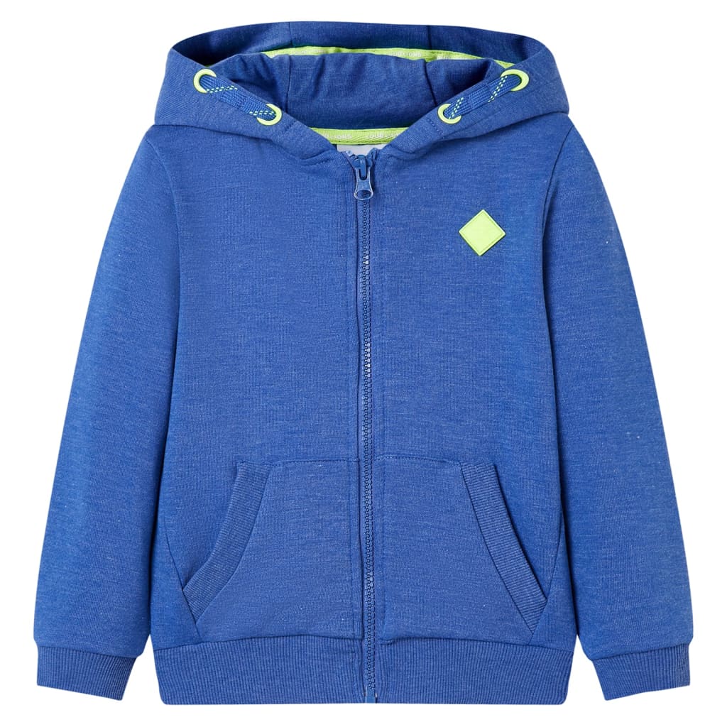 Sweatshirt para criança com capuz e fecho azul mesclado 92