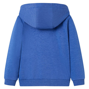Sweatshirt para criança com capuz e fecho azul mesclado 92