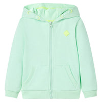 Sweatshirt para criança com capuz e fecho verde-brilhante 92